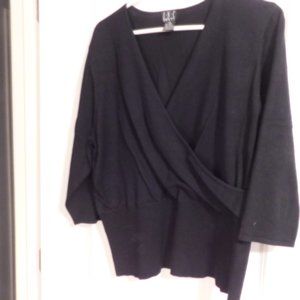 INC International Concepts - Woman  2X Cross Over Sweater Black